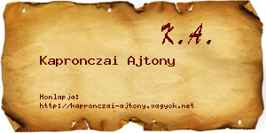 Kapronczai Ajtony névjegykártya